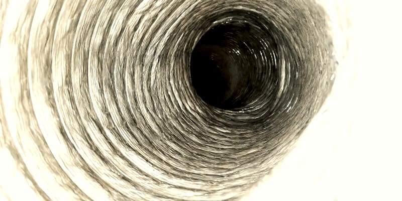 The inside of a cleaned ribbed duct.